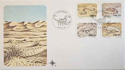 1978 South West Africa FDC SWAKOPMUND & Small Animals in Namib Desert SC#411-414 - Image 1 of 3