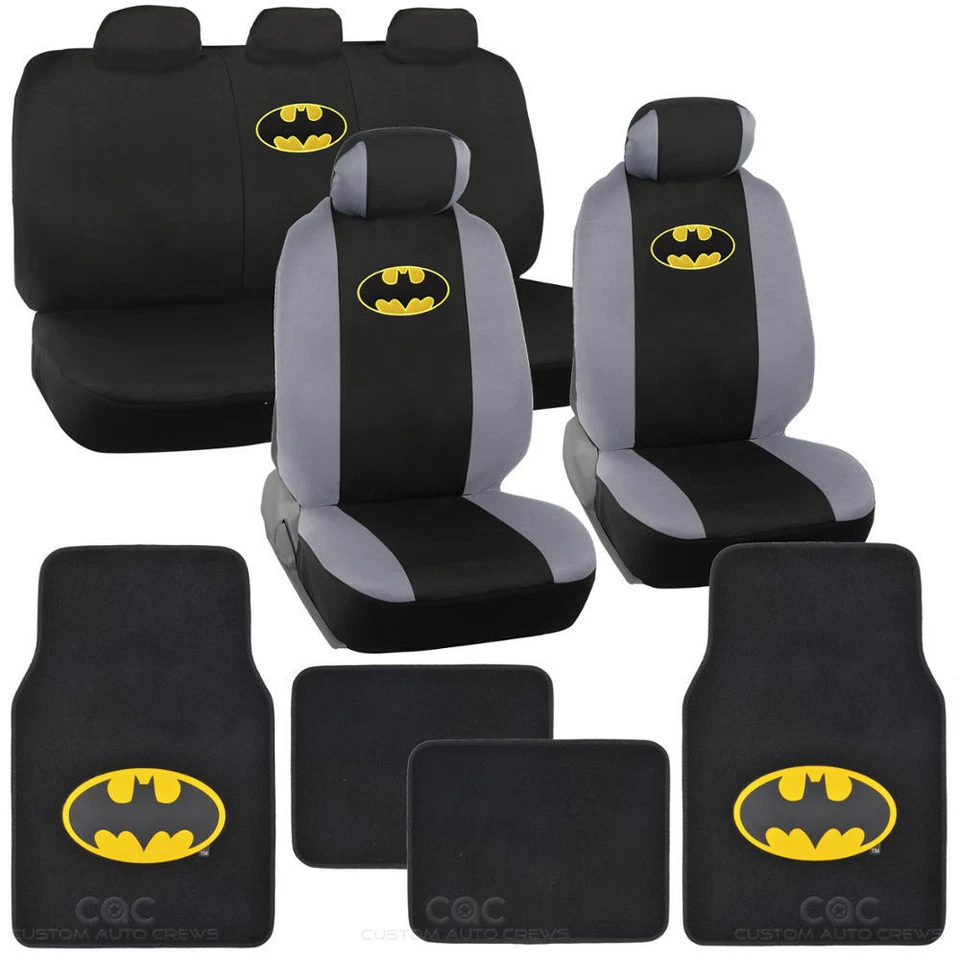 Officially Licensed Batman Full Set Seat Cover Floor Mat W. Car Accessory - Image 1 of 4