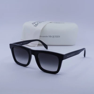 New Alexander McQueen AM0301S 001 Shiny Black/Grey Gradient 54-21-145 Sunglasses - Image 1 of 4