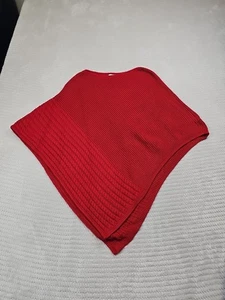 J Jill Poncho Sweater Womens One Size Red Cable Knit - Picture 1 of 6