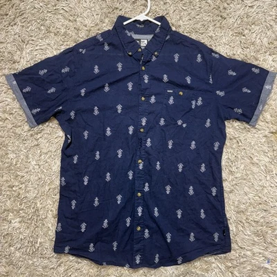 Rip Curl Shirt Mens XL Blue White Button Up  Hawaiian Tropical Adult - Image 1 of 4