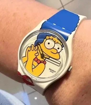 Rare Swatch x The Simpsons Best Mom Limited Cartoon Watch Moonswatch Neon Moma - Image 1 of 4