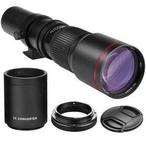 High-Power 500mm/1000mm f/8 Manual Telephoto Lens for Canon EOS 80D, 90D, Reb... - Picture 1 of 9