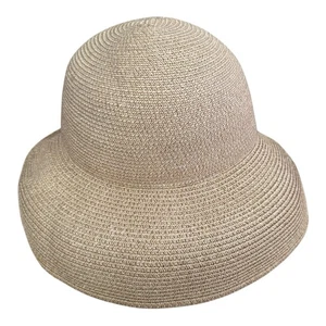 BETMAR NEW YORK Sun Hat Women’s One Size Beige Paper Wide Brimmed Beach Floppy - Picture 1 of 6