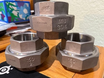 2" 150 Threaded (NPT) Hex Union 304 Stainless Steel, Pipe Fitting - Image 1 of 3