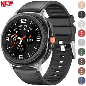 Silikon+Leder Armband Ersatz Für Samsung Galaxy Watch 8 40 44mm/8 Classic 46mm - Picture 1 of 47