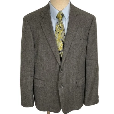 Stafford Signature Blazer Men 44S Gray Herringbone Elbow Patch Academia Classic - Image 1 of 4