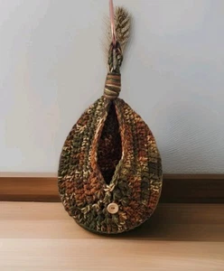 Crocheted Handmade Hanging Basket - Camo Green - NWOT - Picture 1 of 4