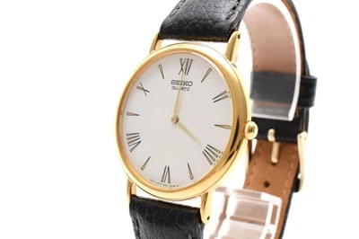 Rare Vintage [MINT] SEIKO 7N00-8A00 Qz Gold Bezel White Dial Men's Watch JAPAN - Image 1 of 4