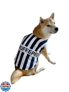 ComfyCamper Black and White Sports Referee Dog Cape Costume - XXL Cosplay Ruf - Picture 1 of 3