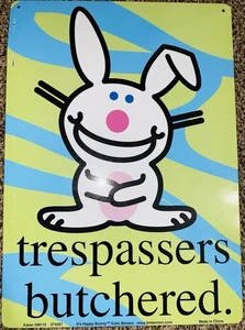 It’s Happy Bunny Jim Benton Aluminium Wandbild hängendes Türschild Vintage Y2K K - Bild 1 von 2