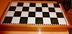Vintage Folding Chess Set Portable Travel Wood Case Magnetic 12 x 12 - Picture 1 of 3