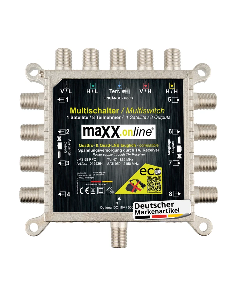 Multiswitch 8 partecipanti e 1 satellite, Quad e Quattro LNB adatto - Immagine 1 di 4