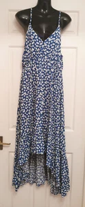 Pacific Vibes Womens Size L Blue White Floral Hi Low Sundress New Elasticated - Picture 1 of 4