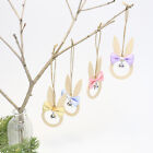 Easter Decoration Bow Bell Charm Wooden Bunny Charm Ornament Four Colours Soft
