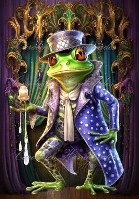 ELECTRIC QUILT COMPANY Mardi Gras Frog A Designer MULTI-SIZE Cotton Fabric Quilt Block