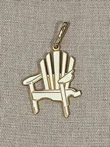 WM Spear 1997 Handmade Gold Tone & Cream Enamel Adirondack Chair Pendant - Picture 1 of 7