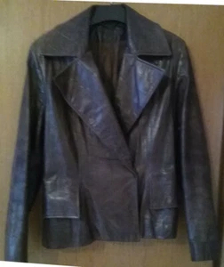 Kroko Lederjacke N4 MARC CAIN 40 braun Krokodilleder Struktur Leder LUXUS - Bild 1 von 8