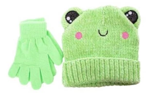 Frog Hat With Eyes & Matching Gloves Child Set One Size Ships FAST! - Picture 1 of 3