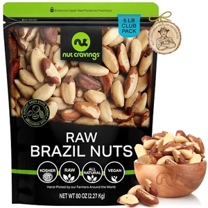 Nutritious 5 LB Pack of Raw Brazil Nuts - Resealable, Healthy Snack on the Go - Picture 1 of 11