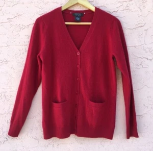 Bloomingdale’s Cashmere Red Cardigan Sweater Womens Size Large - Picture 1 of 7