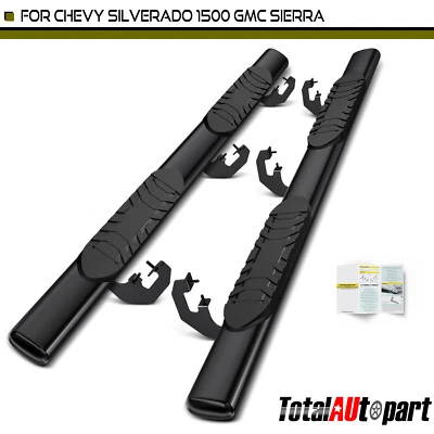 Barras de apoio laterais retas ovais de aço preto 5" para Chevrolet Silverado 2500 99-04 - Imagem 1 de 4