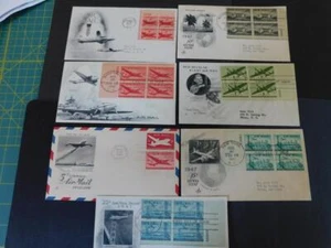 6 PLACAS DE CORREO AÉREO NEGRAS FDC`S Y 1 PAPELERÍA POSTAL, CACHÉS DE ARTCRAFT & LOWRY - Imagen 1 de 1