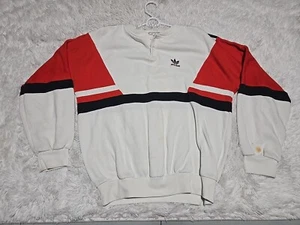 Vintage Adidas 80s Sweatshirt Pullover Rugby Trefoil Banded Colorblock Thrashed - Picture 1 of 11