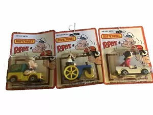 Matchbox Popeye Bluto AndOlive Oil 1980 On Sealed Cards Diecast CS 13,CS14,CS15 - Picture 1 of 9