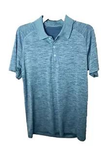 Camisa Polo Lululemon Para Hombre Azul Medio Transpirable Ligera Rendimiento - Imagen 1 de 6