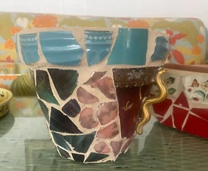 HandCrafted ~ Mosaic Garden Planter Jardinere ~ Flower Pot ~ Pottery - Picture 1 of 6