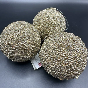 3er Set Glitzer 4" Weihnachtsschmuck Gold und Mehrfarbig Glitzer - Bild 1 von 9