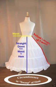 Short/Petite Extra Full 3 Hoop Hoopskirt Slip-Civil War SCA Cotton + Adjustable - Picture 1 of 1