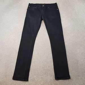 Pantalones de mezclilla para hombre Nudie 32x32 azules largos John elásticos ajustados lavado oscuro W32 L32 - Imagen 1 de 13