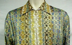 CAMICIA UOMO CREME DE SILK FULL ZIP SETA METALLIZZATA STILE VISTA 2615 XLG nuova con etichette - Foto 1 di 4