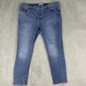 Madewell Jeans Womens 34 Blue Skinny Crop 9" Mid Rise Medium Wash Button Fly - Picture 1 of 11