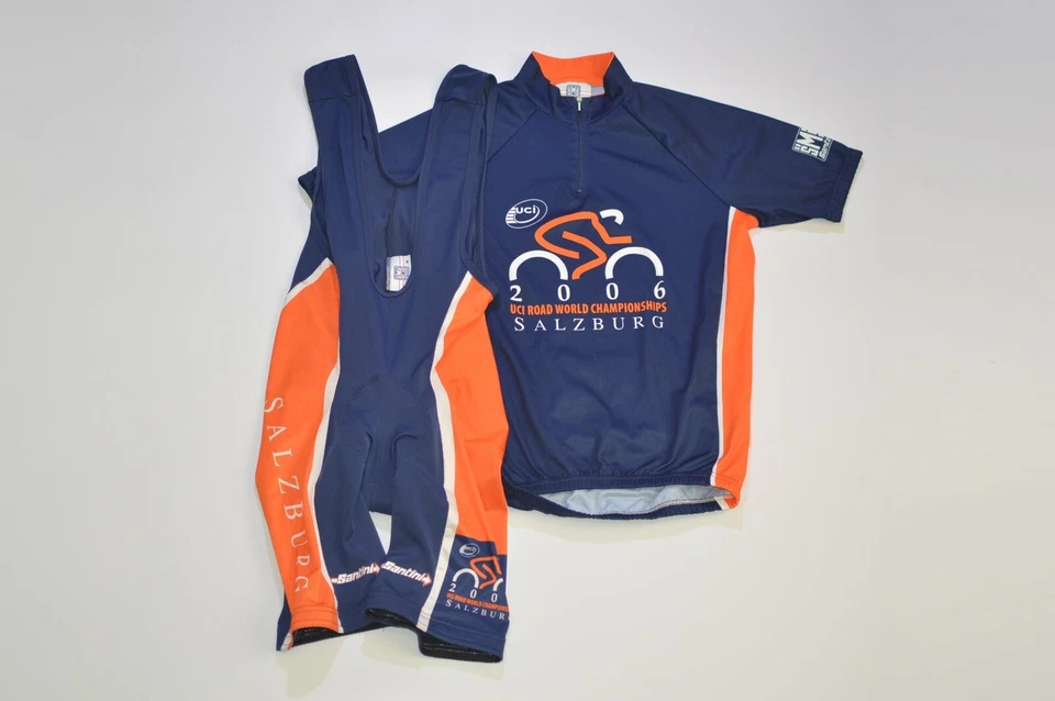 罕见 Santini 2006 UCI 萨尔茨堡套装球衣围兜短裤意大利制造 M 码 — 第 1/4 张图片