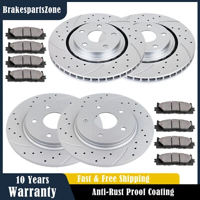Front Rear Brake Rotors Pads for Dodge Journey Chrysler Town & Country Slotted - Image 1 of 4