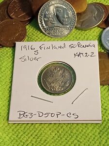 1916-S Finland 🇫🇮 • 50 Pennia Silver Coin KM-2.2 (BG3-D50P-CS)