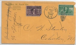 1904 Cohucton to Cohucton, NY Sc #325 (stamp damage) (65192) - Picture 1 of 2