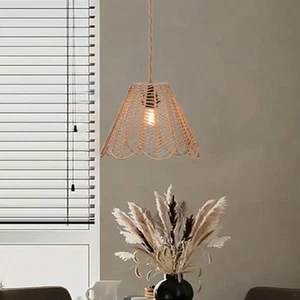 Pendant Lamp Shade Handwoven Boho Imitation Rattan Lampshade Chandelier Light - Picture 1 of 7