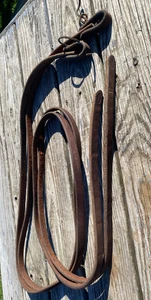 Used good quality US made Huber's harness leather Western reins 8" ft X 3/4” - Picture 1 of 3