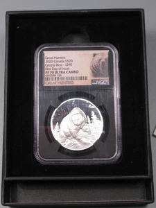 2023 CANADA UHR Grizzly Bear Great Hunters Silver Coin NGC PF70 Ultra Cameo. #30 - Picture 1 of 5