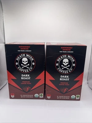 Death Wish органические темной обжарки кофе капсулы, 2 упаковки 10ct каждый (20 капсул) BB 1/27 - Изображение 1 из 2