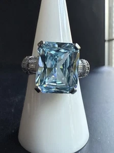 Bomb Party March 2025 Ring Sz 8 RG62685 Letters From You Aquamarine CZ Hematite - Picture 1 of 5