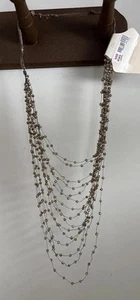Vintage mehrstrangige schwarze kleine Perlen goldfarben Statement Halskette klassisch Art Deco - Bild 1 von 8