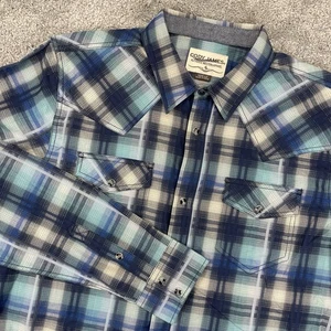 Cody James Shirt Mens Large Tall Plaid Blue Pearl Snap Western Cowboy Collared - Picture 1 of 8