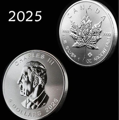 Moneda de plata canadiense hoja de arce 2025 de 1 oz (BU) Foto 1 de 3