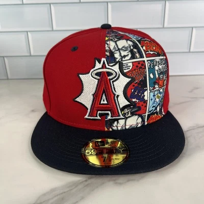 Los Angeles Angels Hat Cap Fitted Mens 7 5/8 MLB Baseball Comic New Era 59fifty - Image 1 of 4