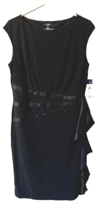 Chaps Black Dress Pullover Stretchy Womens Large Stretch Cap Sleeves NEW - image 1 of 4